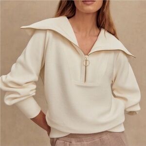 Varley Vine Ottoman Half Zip Pullover Ivory